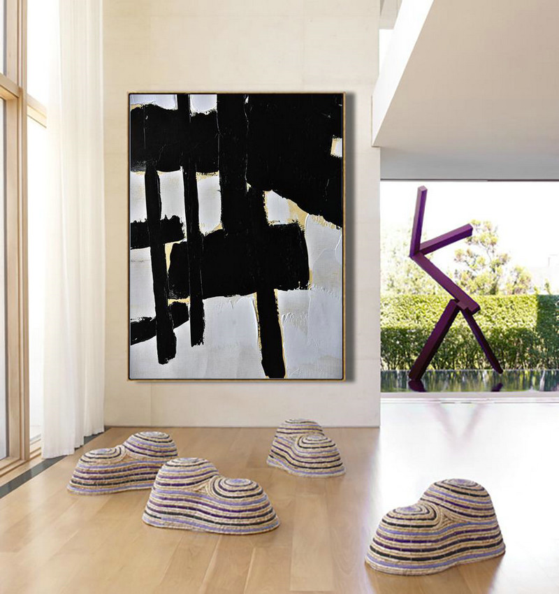 Original Extra Large Wall Art,Minimalist Painting On Canvas, Palette Knife Vertical Minimal Art - Large Wall Art Canvas